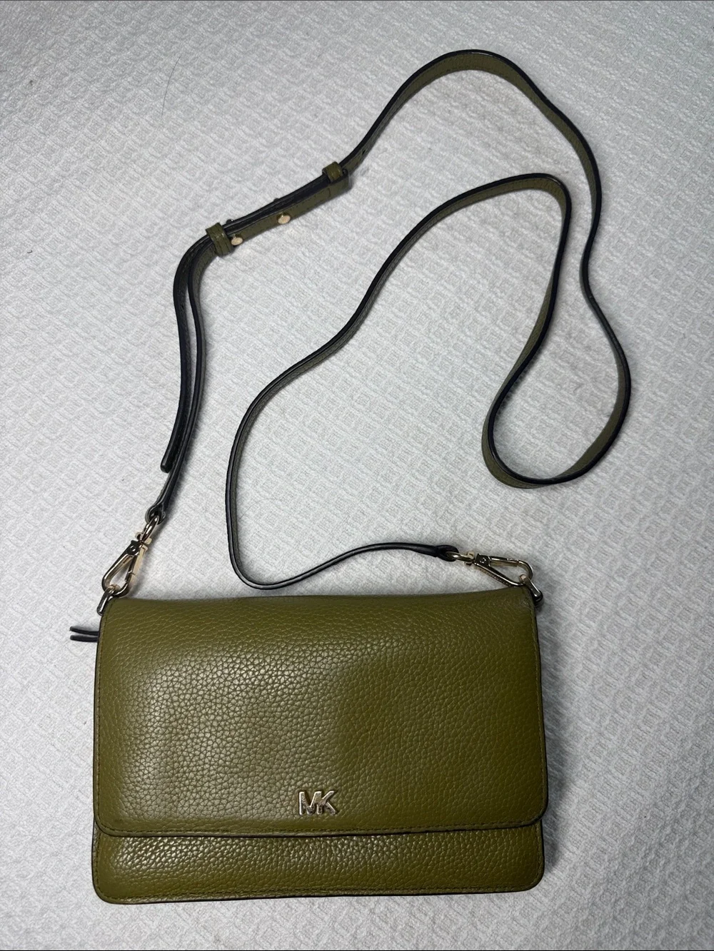 Michael Kors olive green wallet crossbody small leather bag